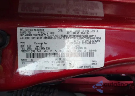 2014 Ford Focus Se from USA, damaged, VIN 1FADP3F2XEL324298